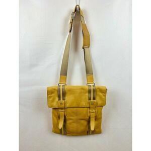 Leather Crossbody Messenger Bag Flapover Satchel Shoulder Handbag Yellow‎